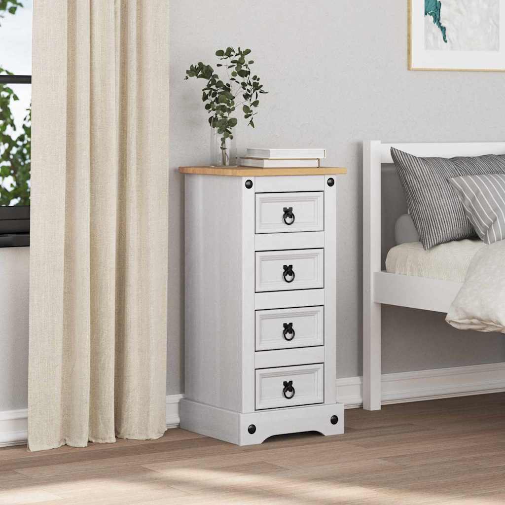 vidaXL Stolik nocny Corona Biały 35 x 32,5 x 74 cm Lite drewno sosnowe