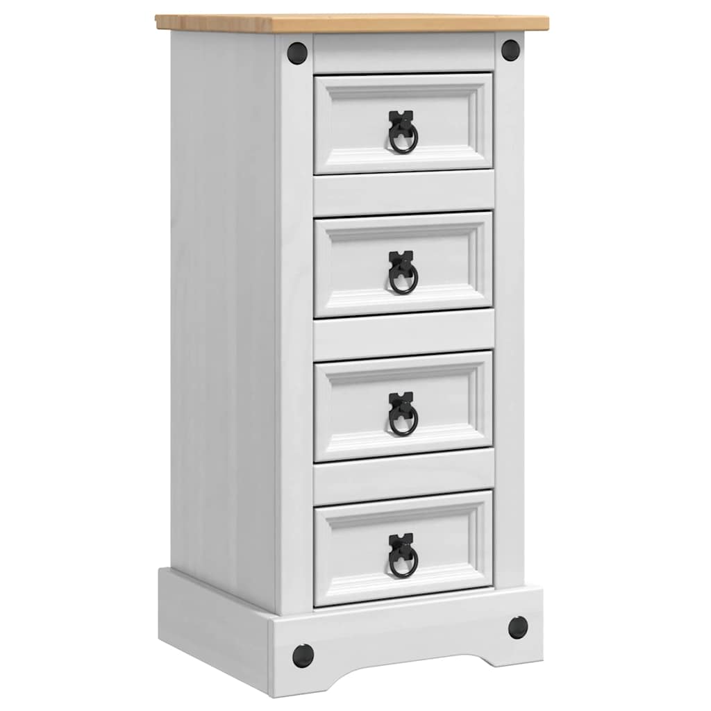 vidaXL Stolik nocny Corona Biały 35 x 32,5 x 74 cm Lite drewno sosnowe