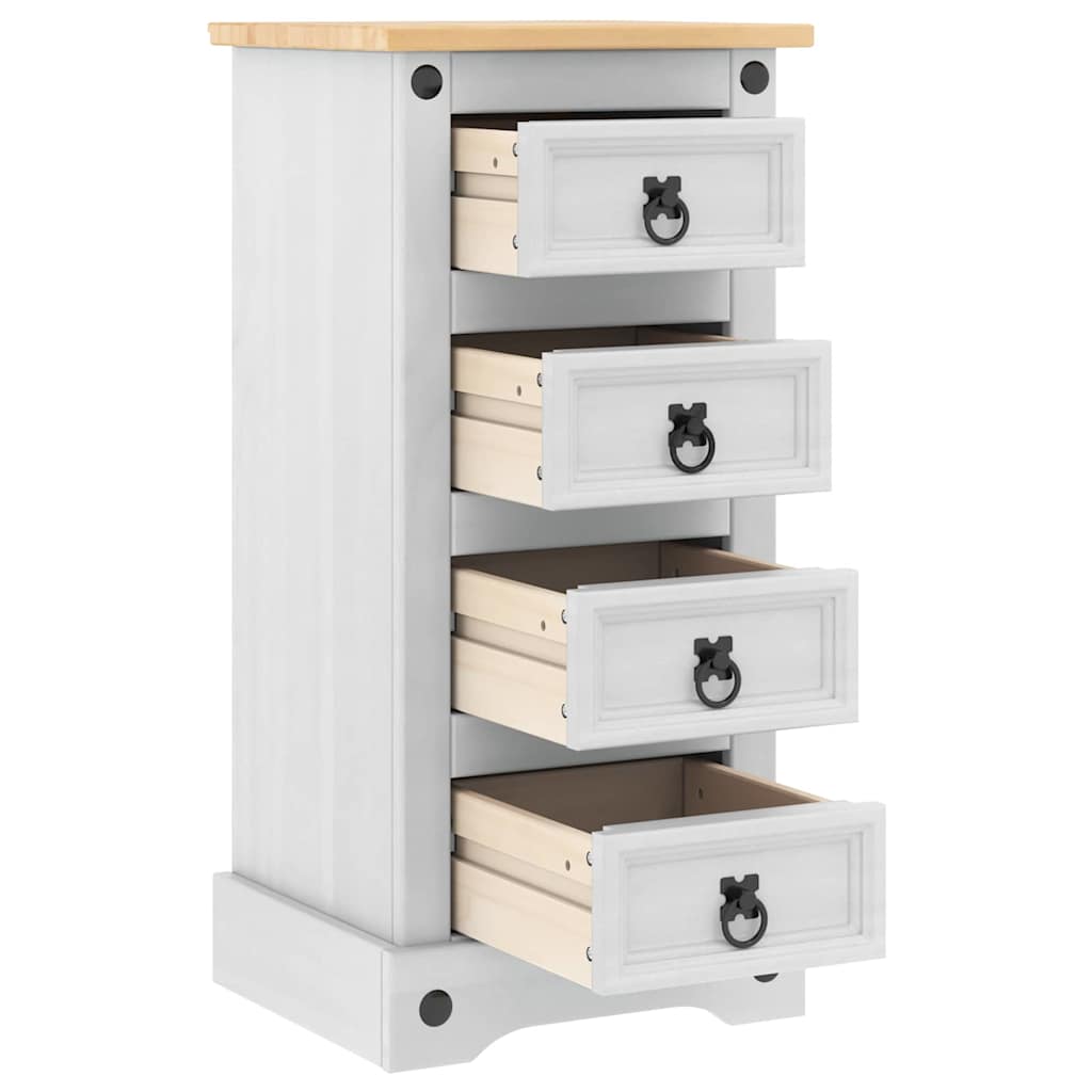 vidaXL Stolik nocny Corona Biały 35 x 32,5 x 74 cm Lite drewno sosnowe