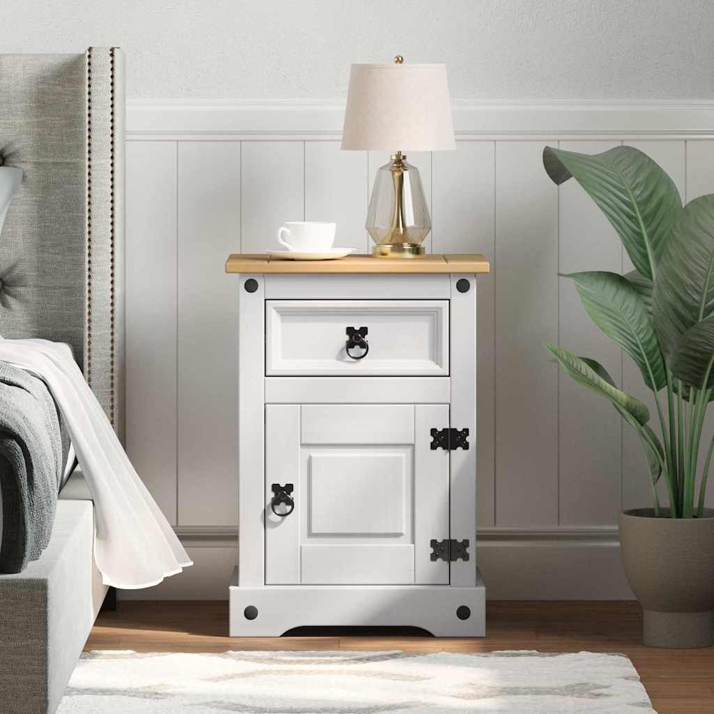 vidaXL Stolik nocny Corona Biały 45 x 35 x 64 cm Lite drewno sosnowe