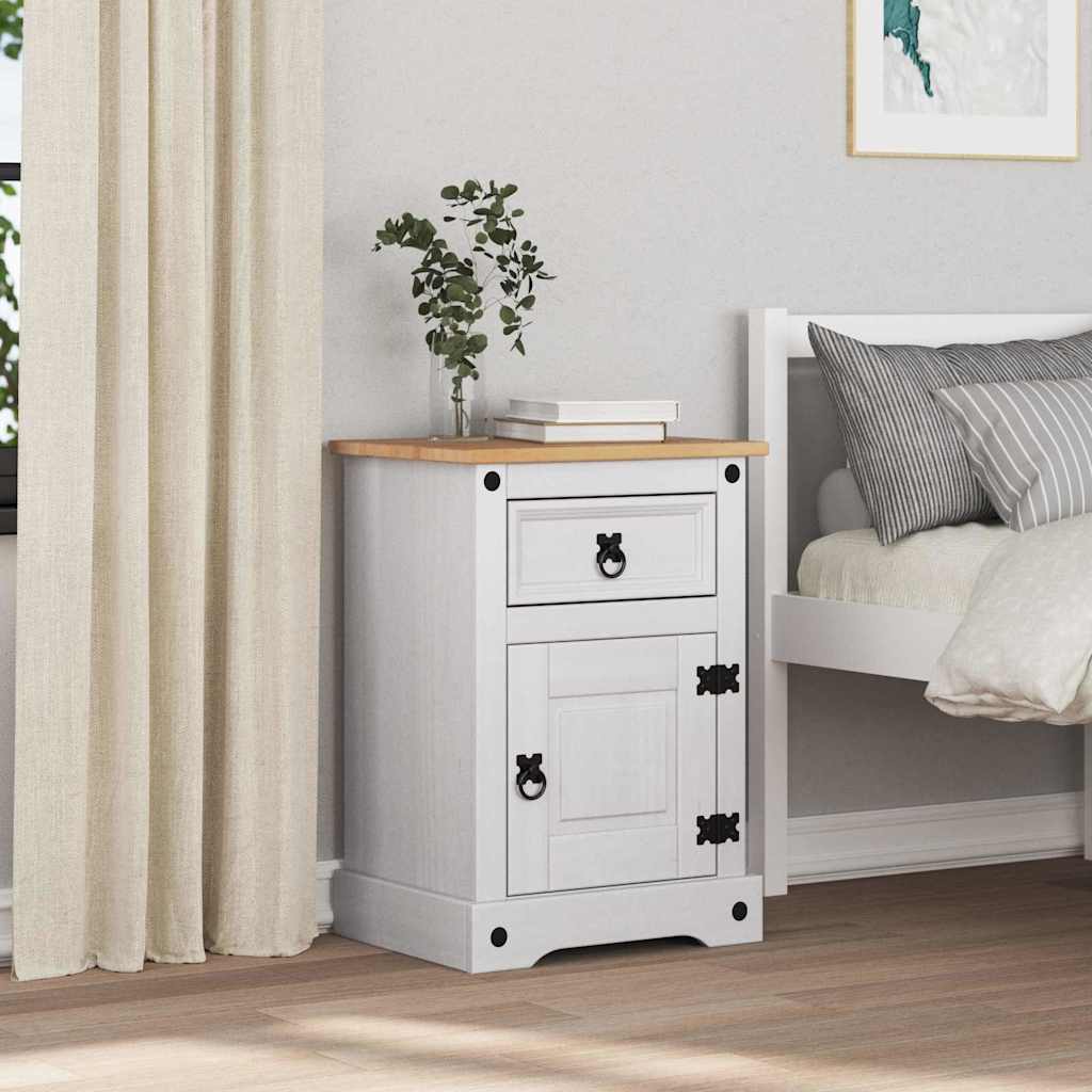 vidaXL Stolik nocny Corona Biały 45 x 35 x 64 cm Lite drewno sosnowe