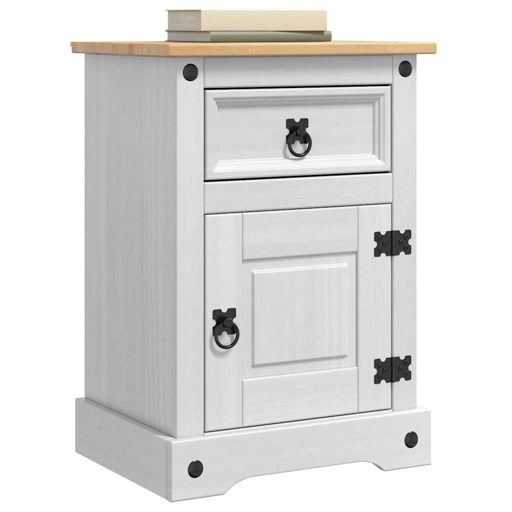 vidaXL Stolik nocny Corona Biały 45 x 35 x 64 cm Lite drewno sosnowe