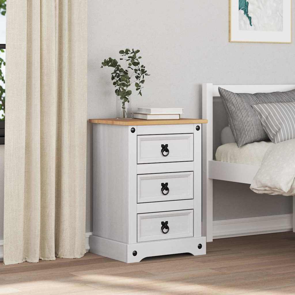 vidaXL Stolik nocny Corona Biały 45 x 35 x 64 cm Lite drewno sosnowe