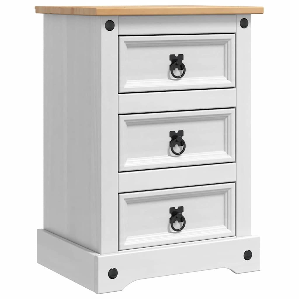 vidaXL Stolik nocny Corona Biały 45 x 35 x 64 cm Lite drewno sosnowe