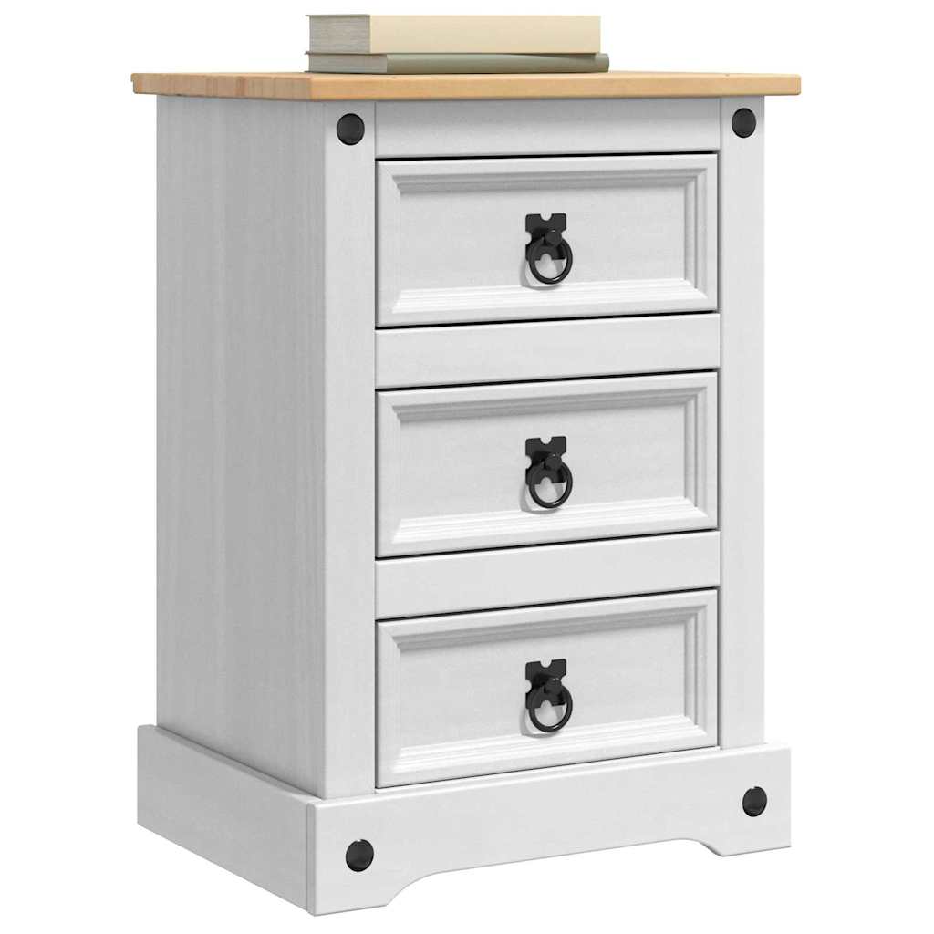 vidaXL Stolik nocny Corona Biały 45 x 35 x 64 cm Lite drewno sosnowe