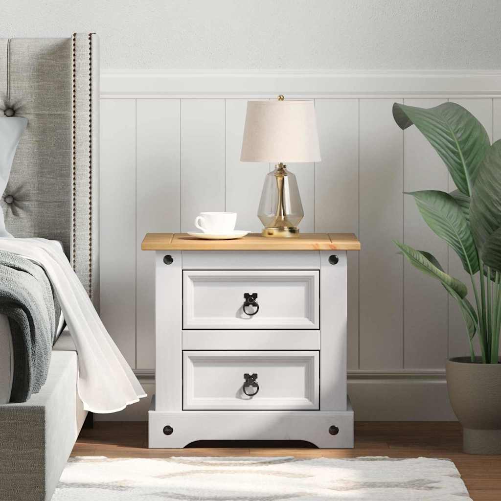 vidaXL Stolik nocny Corona Biały 53 x 39 x 47 cm Lite drewno sosnowe