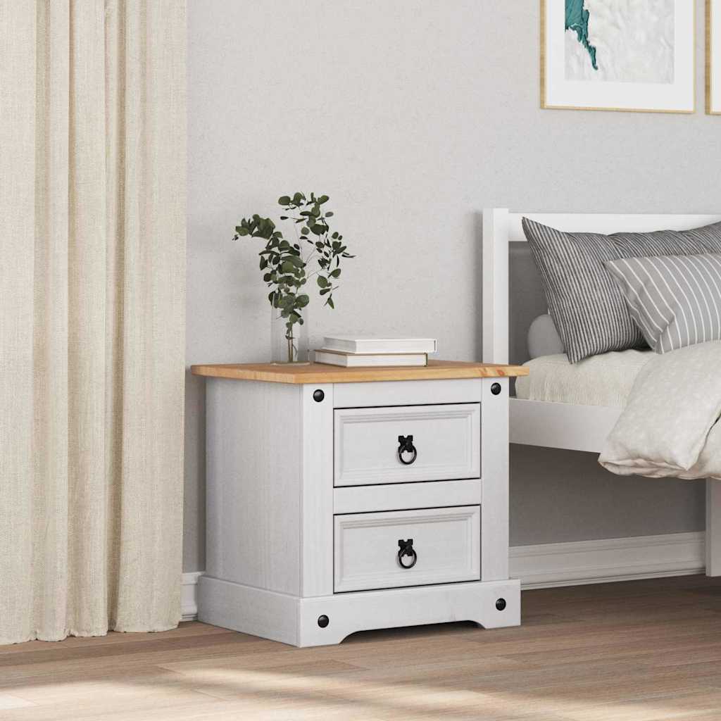 vidaXL Stolik nocny Corona Biały 53 x 39 x 47 cm Lite drewno sosnowe