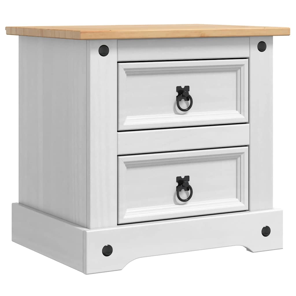 vidaXL Stolik nocny Corona Biały 53 x 39 x 47 cm Lite drewno sosnowe