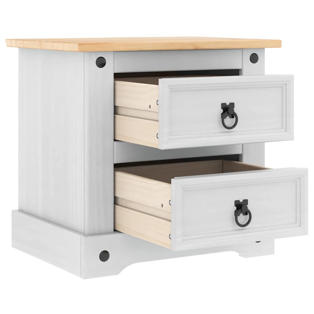 vidaXL Stolik nocny Corona Biały 53 x 39 x 47 cm Lite drewno sosnowe