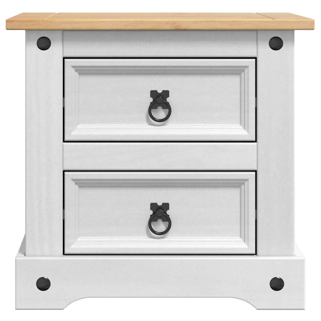 vidaXL Stolik nocny Corona Biały 53 x 39 x 47 cm Lite drewno sosnowe