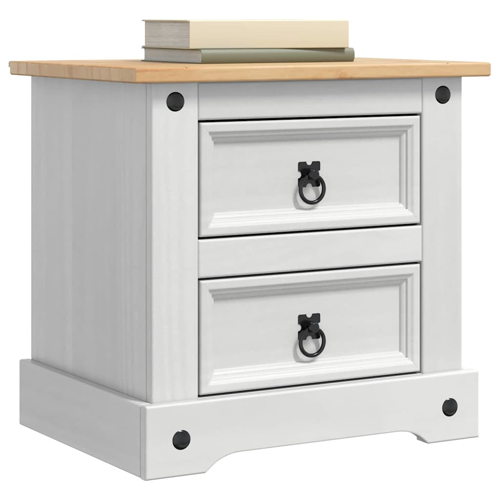 vidaXL Stolik nocny Corona Biały 53 x 39 x 47 cm Lite drewno sosnowe