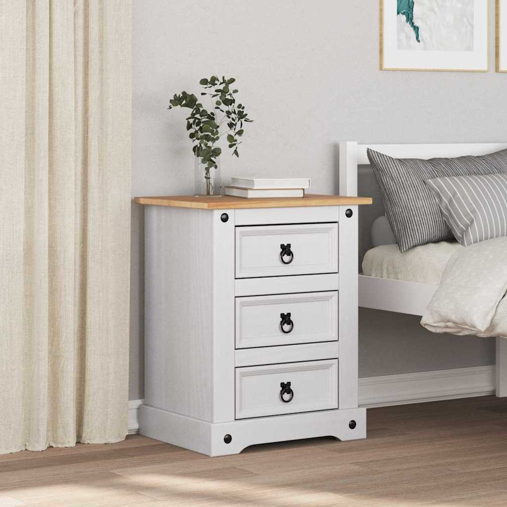 vidaXL Stolik nocny Corona Biały 53 x 39 x 66 cm Lite drewno sosnowe
