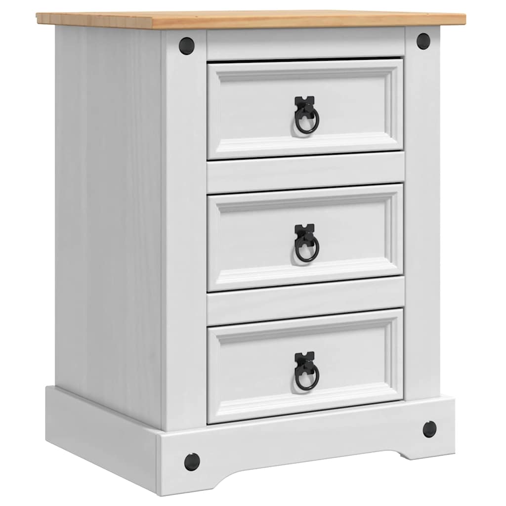vidaXL Stolik nocny Corona Biały 53 x 39 x 66 cm Lite drewno sosnowe