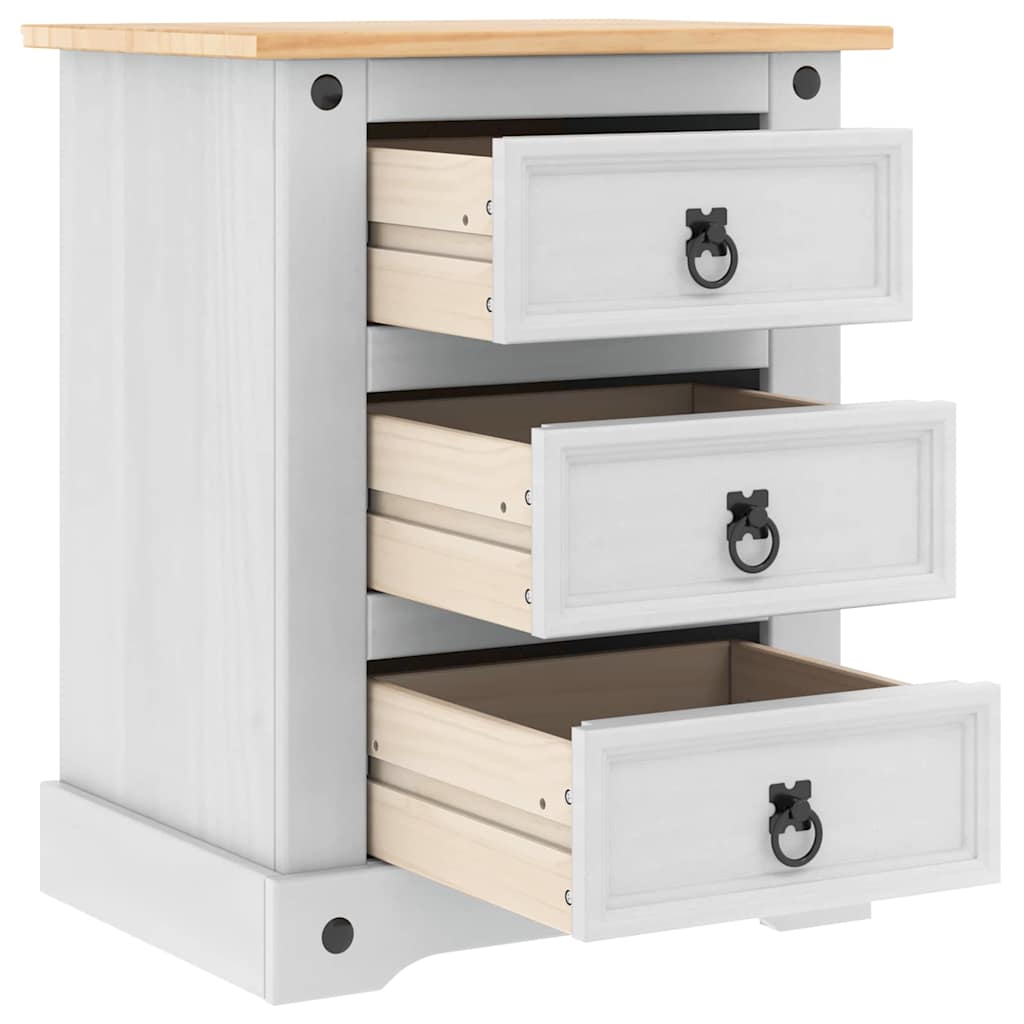 vidaXL Stolik nocny Corona Biały 53 x 39 x 66 cm Lite drewno sosnowe
