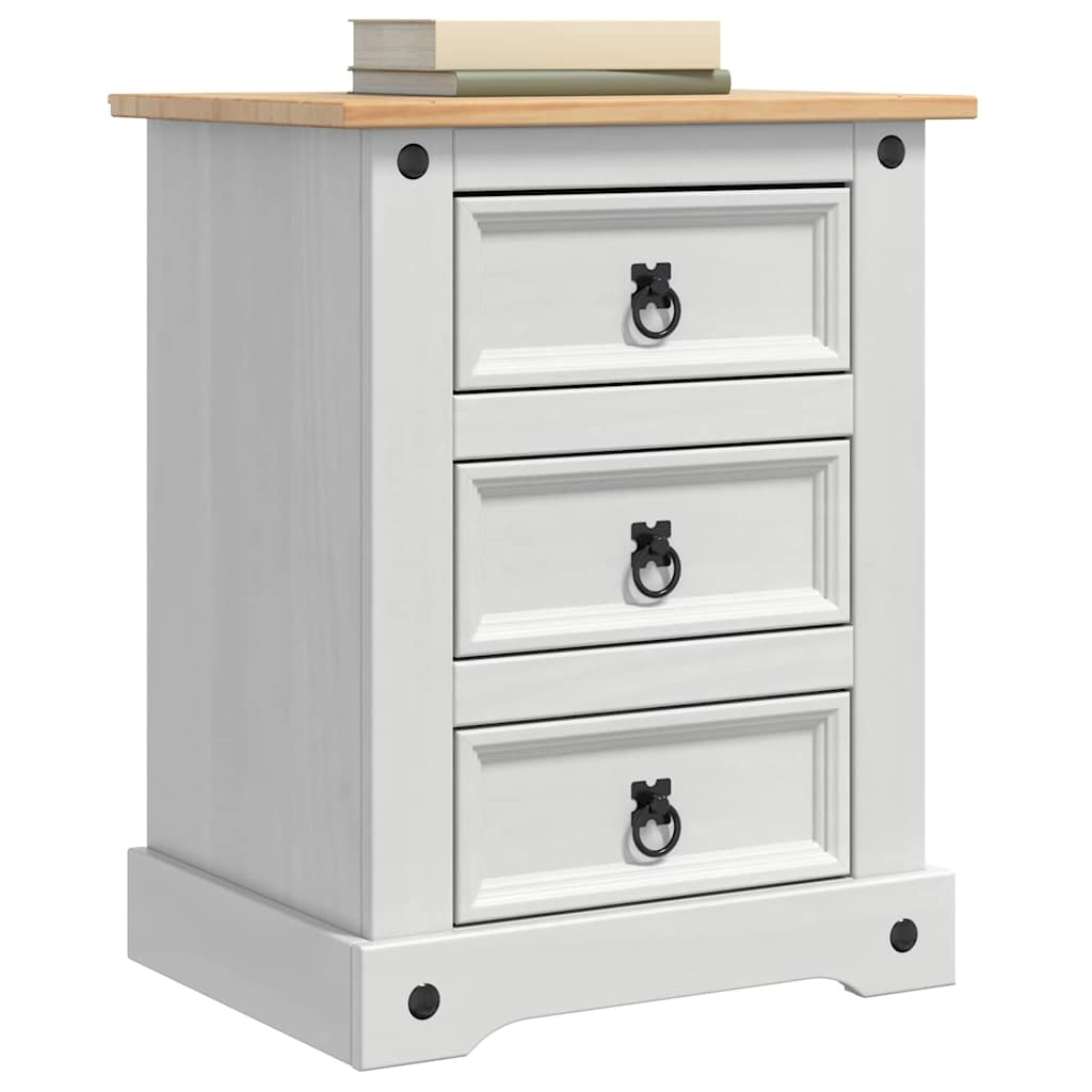 vidaXL Stolik nocny Corona Biały 53 x 39 x 66 cm Lite drewno sosnowe