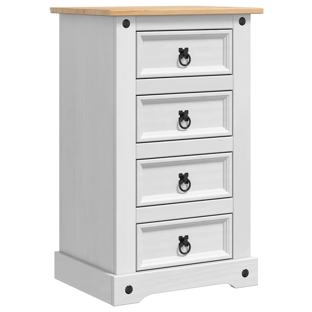 vidaXL Stolik nocny Corona Biały 53 x 39 x 84 cm Lite drewno sosnowe