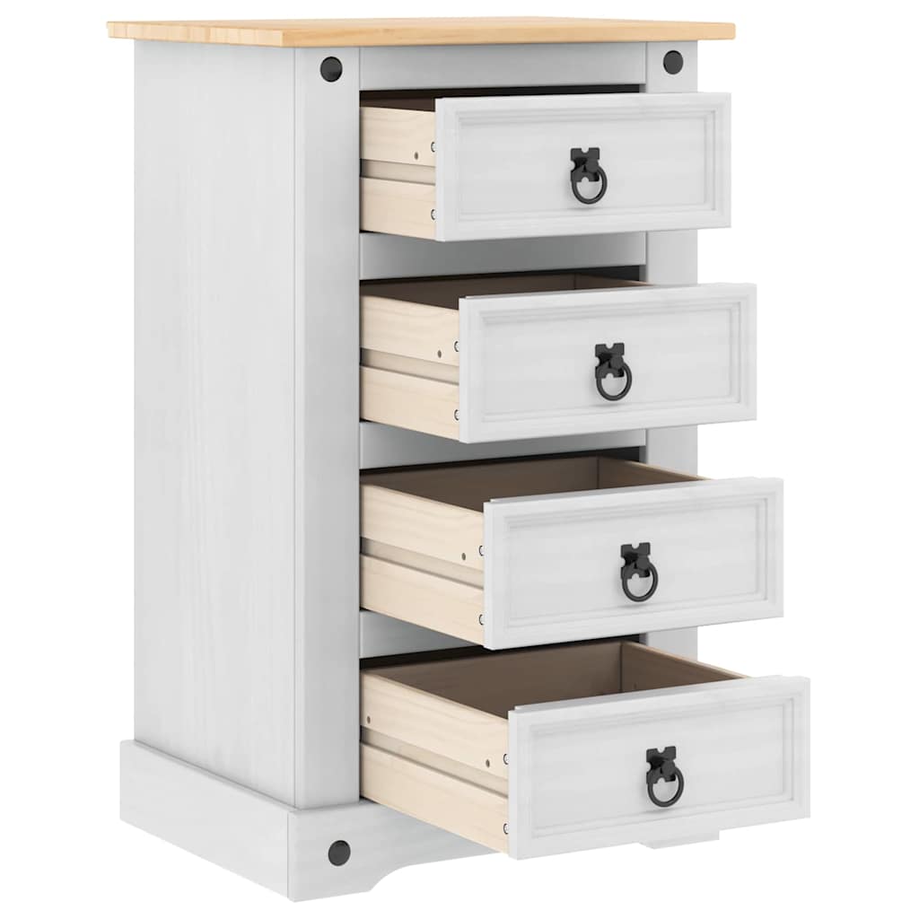 vidaXL Stolik nocny Corona Biały 53 x 39 x 84 cm Lite drewno sosnowe