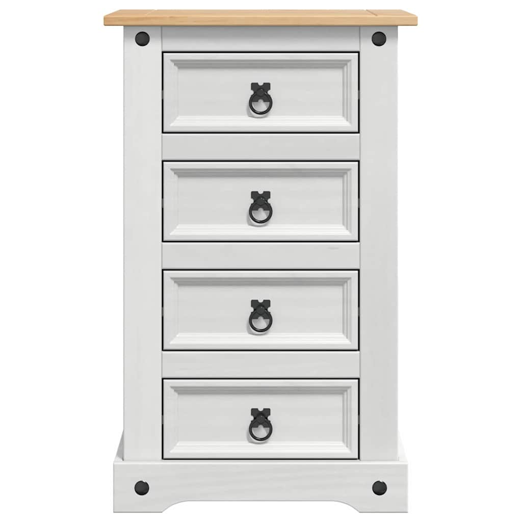 vidaXL Stolik nocny Corona Biały 53 x 39 x 84 cm Lite drewno sosnowe