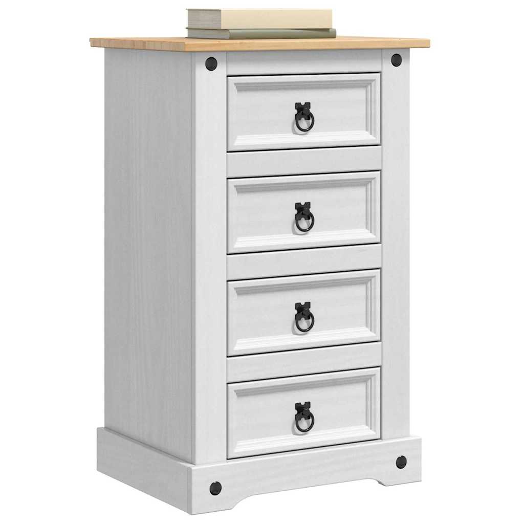 vidaXL Stolik nocny Corona Biały 53 x 39 x 84 cm Lite drewno sosnowe