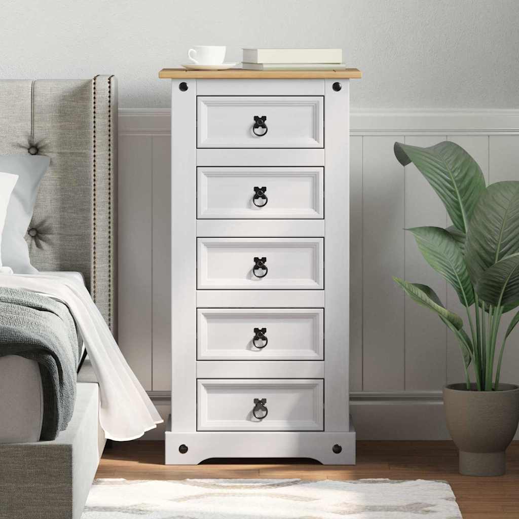 vidaXL Stolik nocny Corona Biały 53 x 39 x 103 cm Lite drewno sosnowe