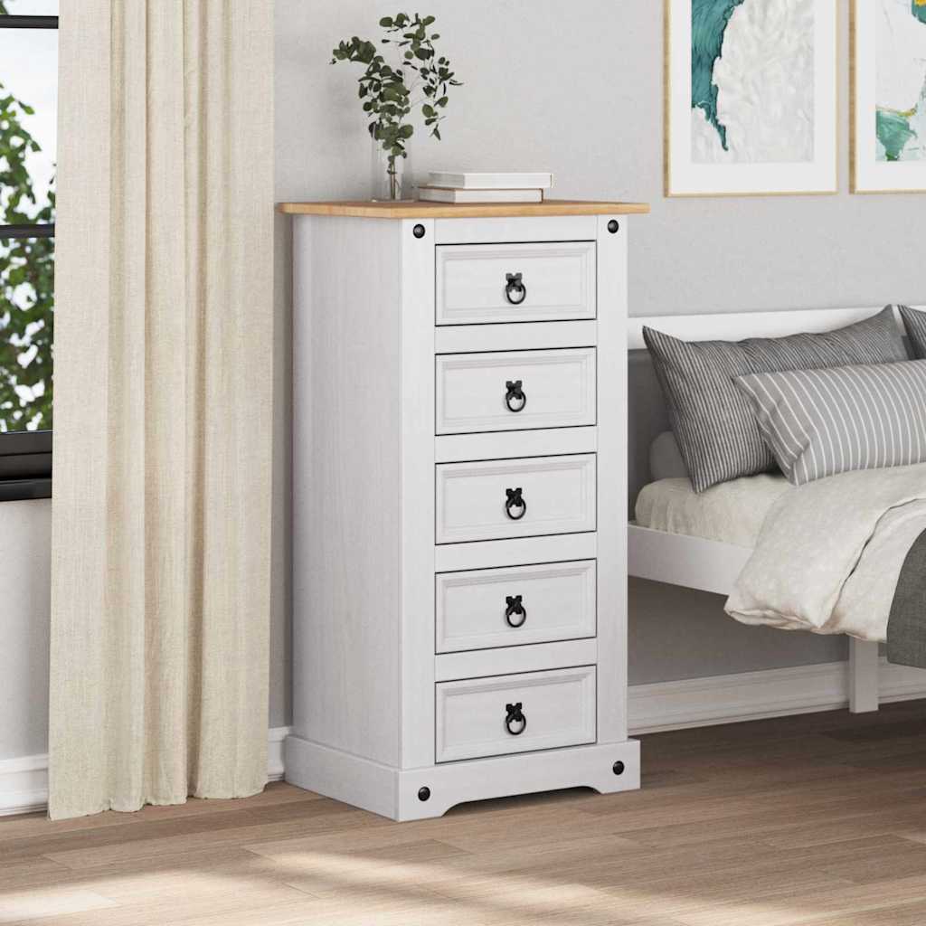 vidaXL Stolik nocny Corona Biały 53 x 39 x 103 cm Lite drewno sosnowe