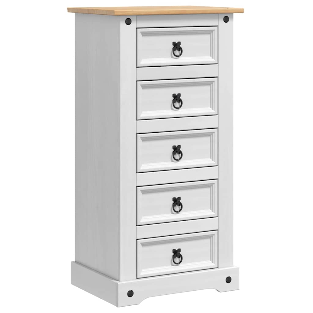 vidaXL Stolik nocny Corona Biały 53 x 39 x 103 cm Lite drewno sosnowe