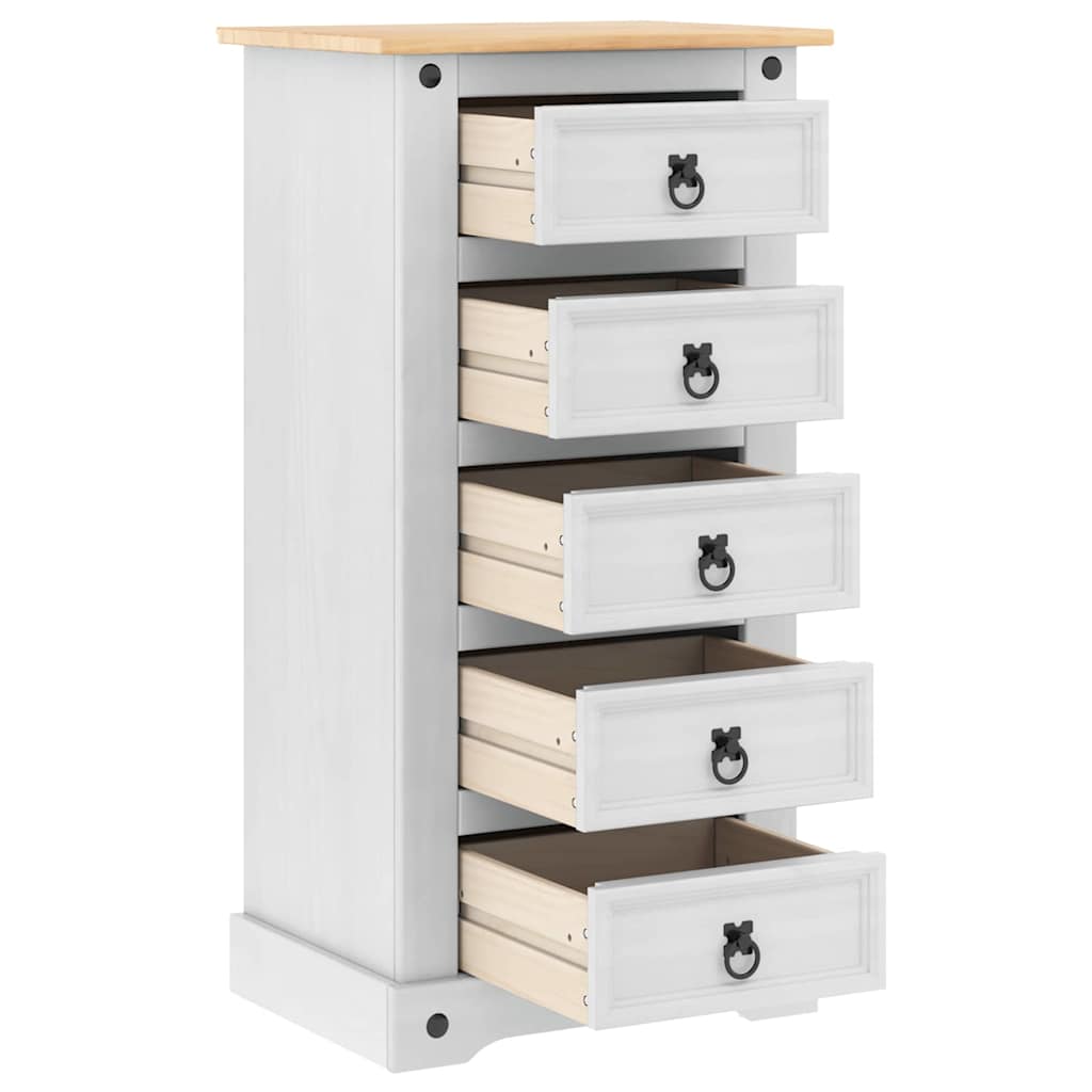 vidaXL Stolik nocny Corona Biały 53 x 39 x 103 cm Lite drewno sosnowe