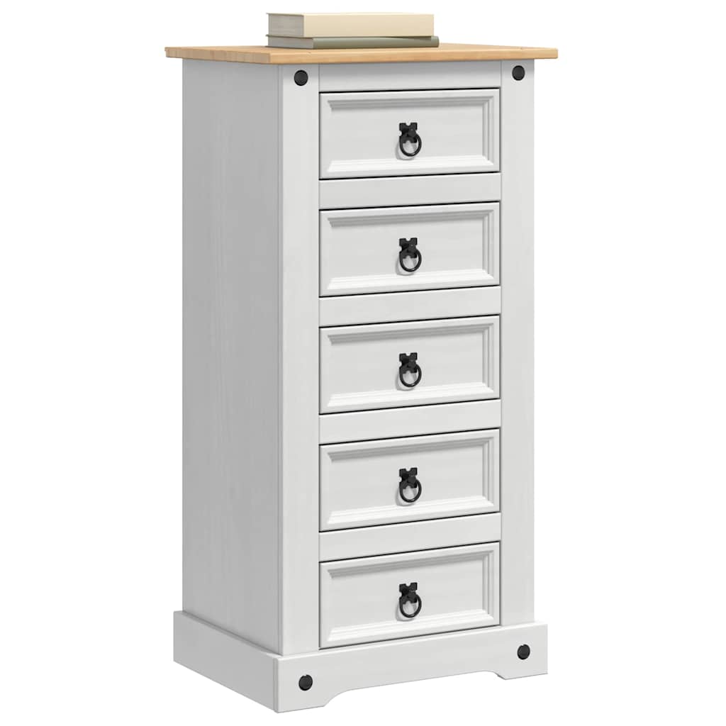 vidaXL Stolik nocny Corona Biały 53 x 39 x 103 cm Lite drewno sosnowe