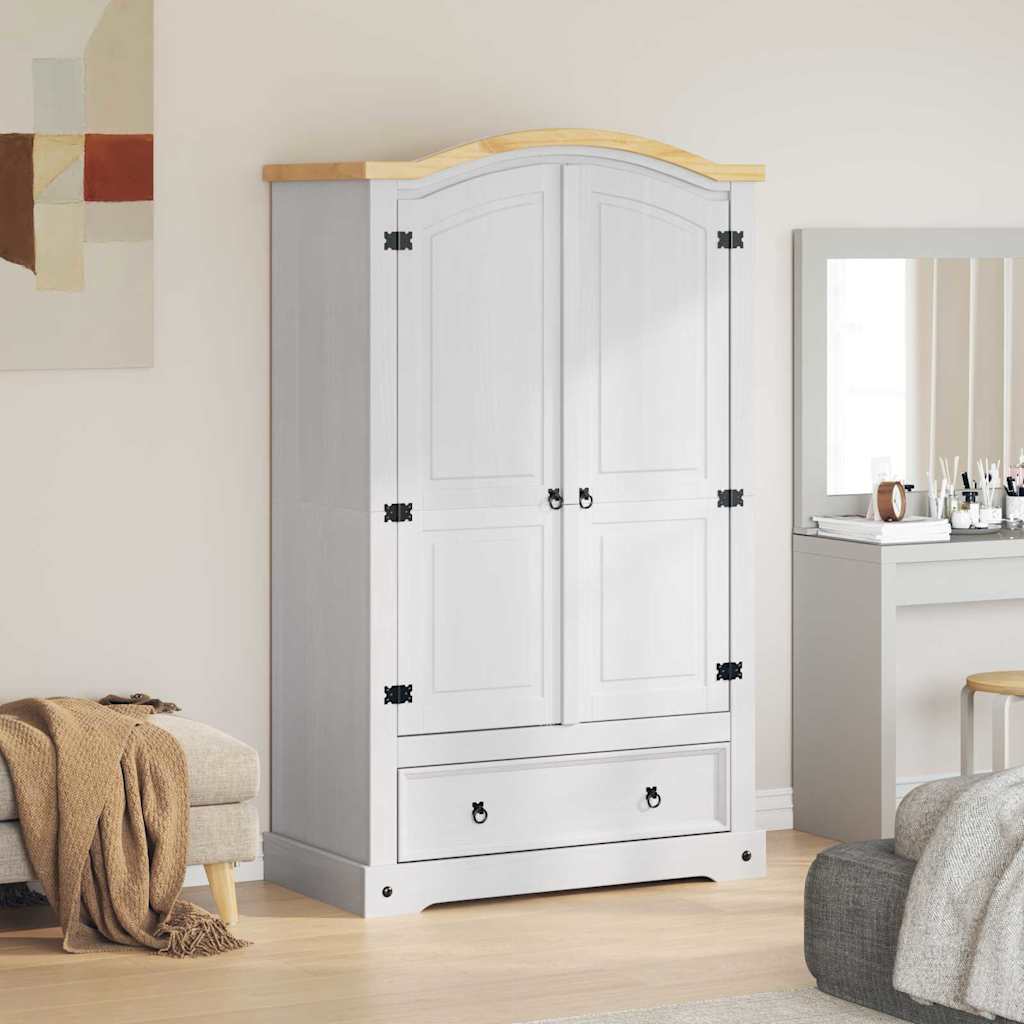 vidaXL Garderoba Corona Biały 101 x 52 x 170 cm Lite drewno sosnowe