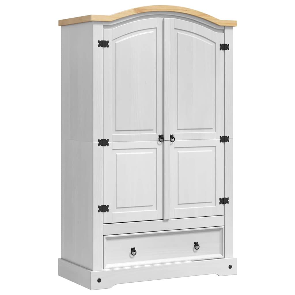 vidaXL Garderoba Corona Biały 101 x 52 x 170 cm Lite drewno sosnowe