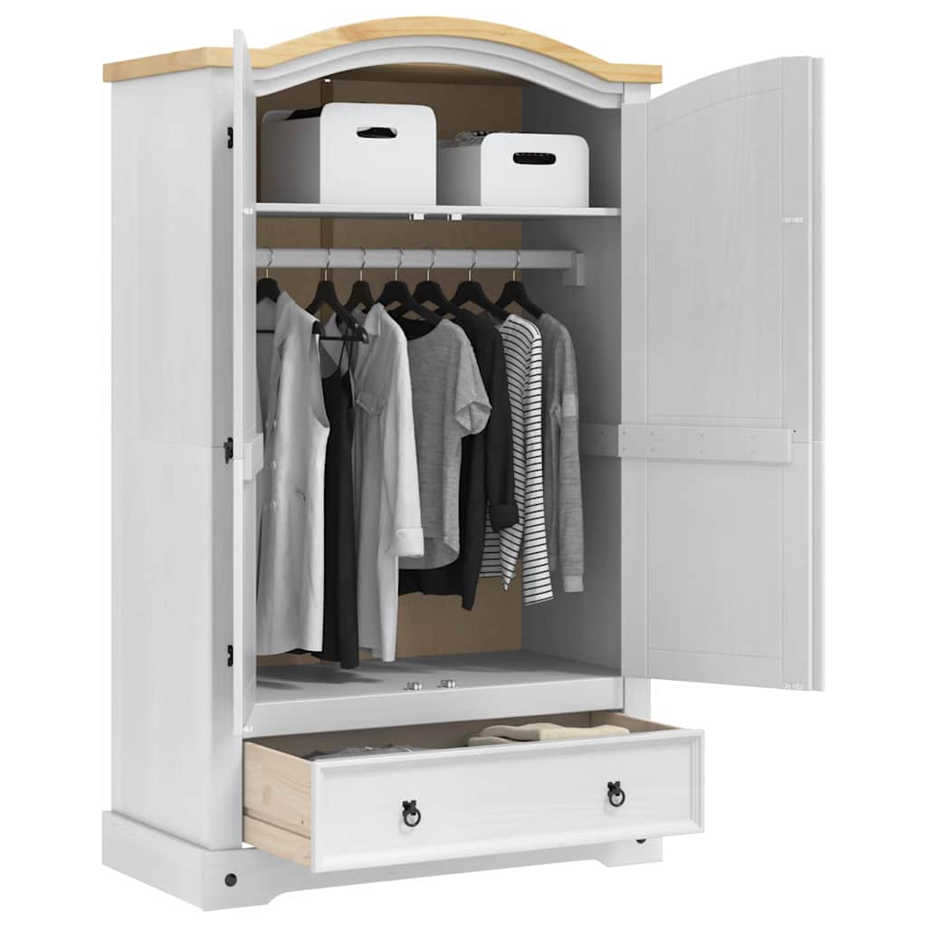 vidaXL Garderoba Corona Biały 101 x 52 x 170 cm Lite drewno sosnowe