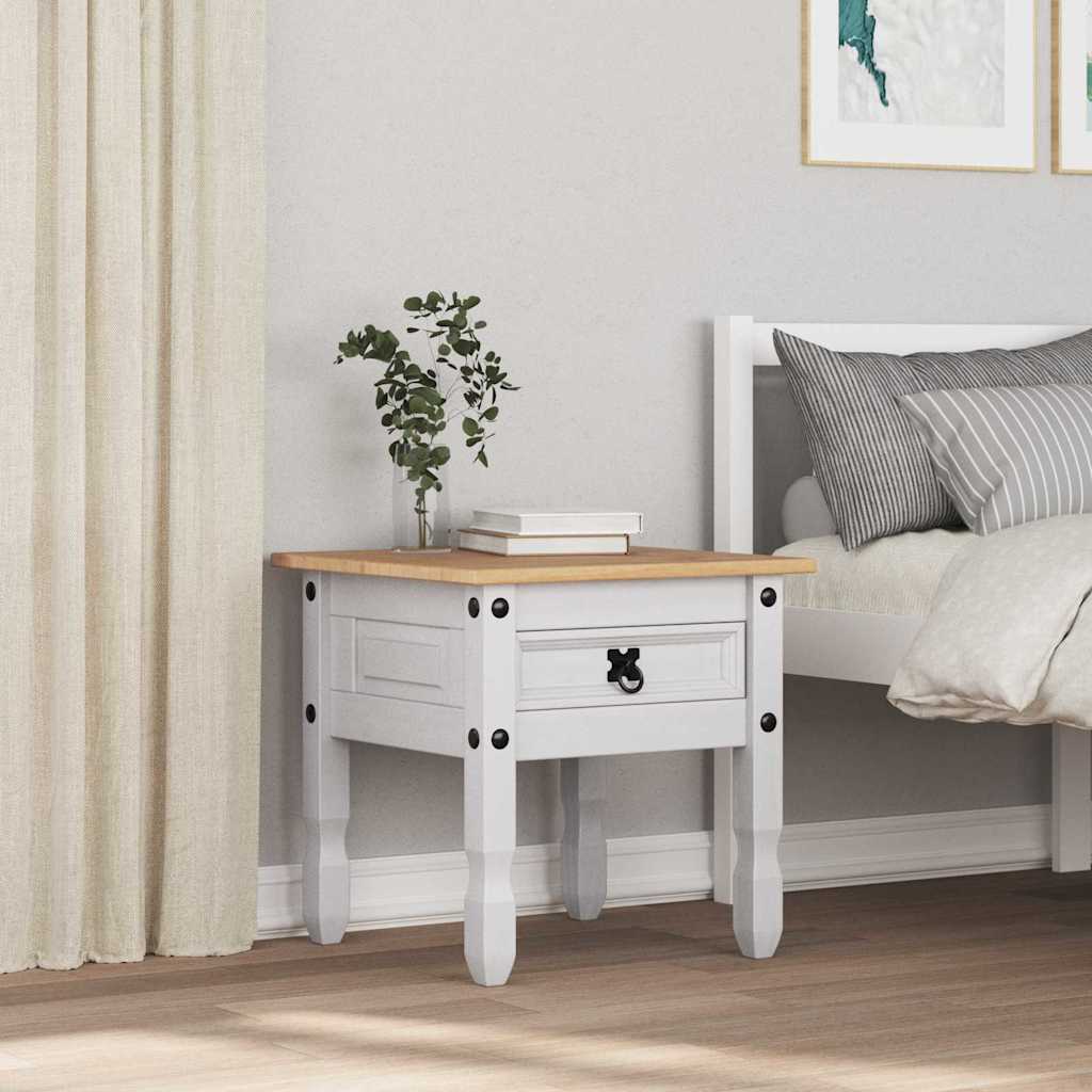 vidaXL Stolik końcowy Corona Biały 50 x 50 x 50 cm Lite drewno sosnowe