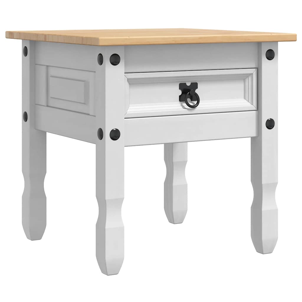 vidaXL Stolik końcowy Corona Biały 50 x 50 x 50 cm Lite drewno sosnowe