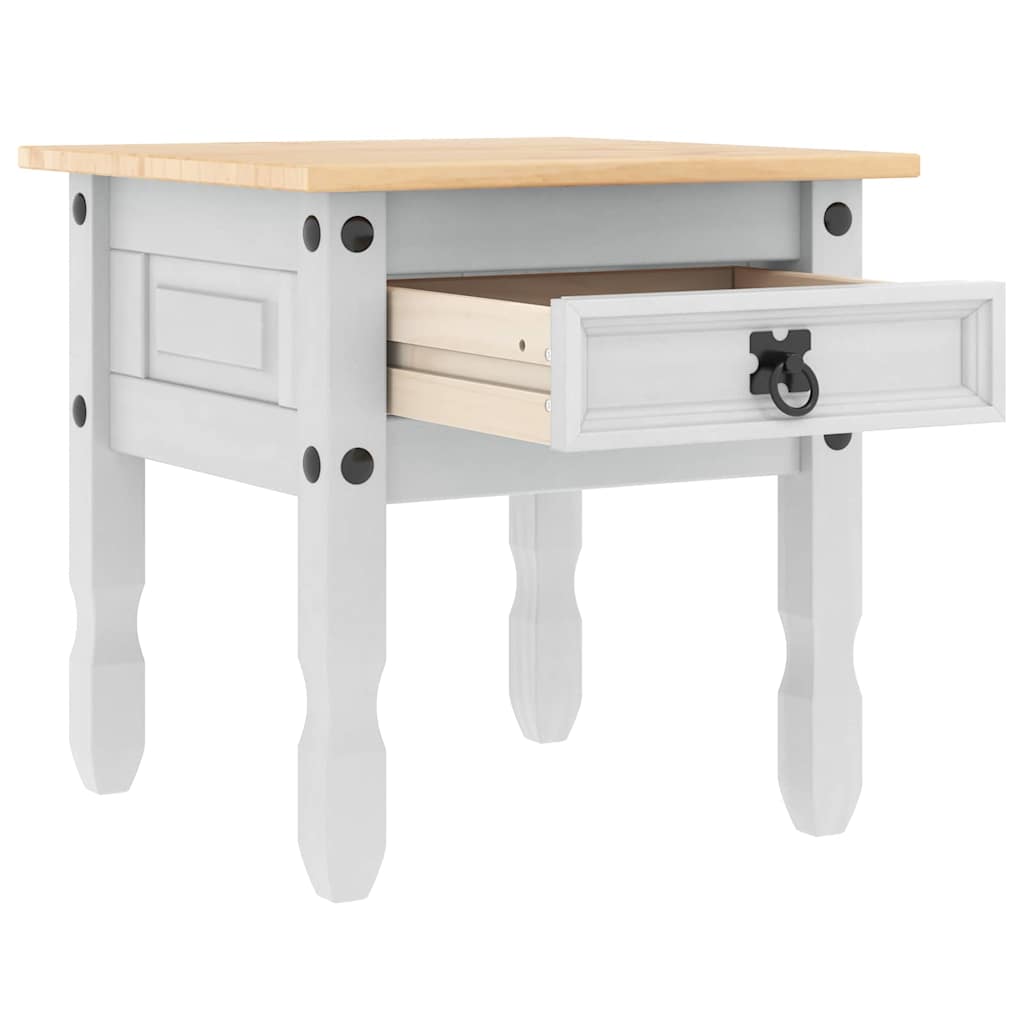 vidaXL Stolik końcowy Corona Biały 50 x 50 x 50 cm Lite drewno sosnowe