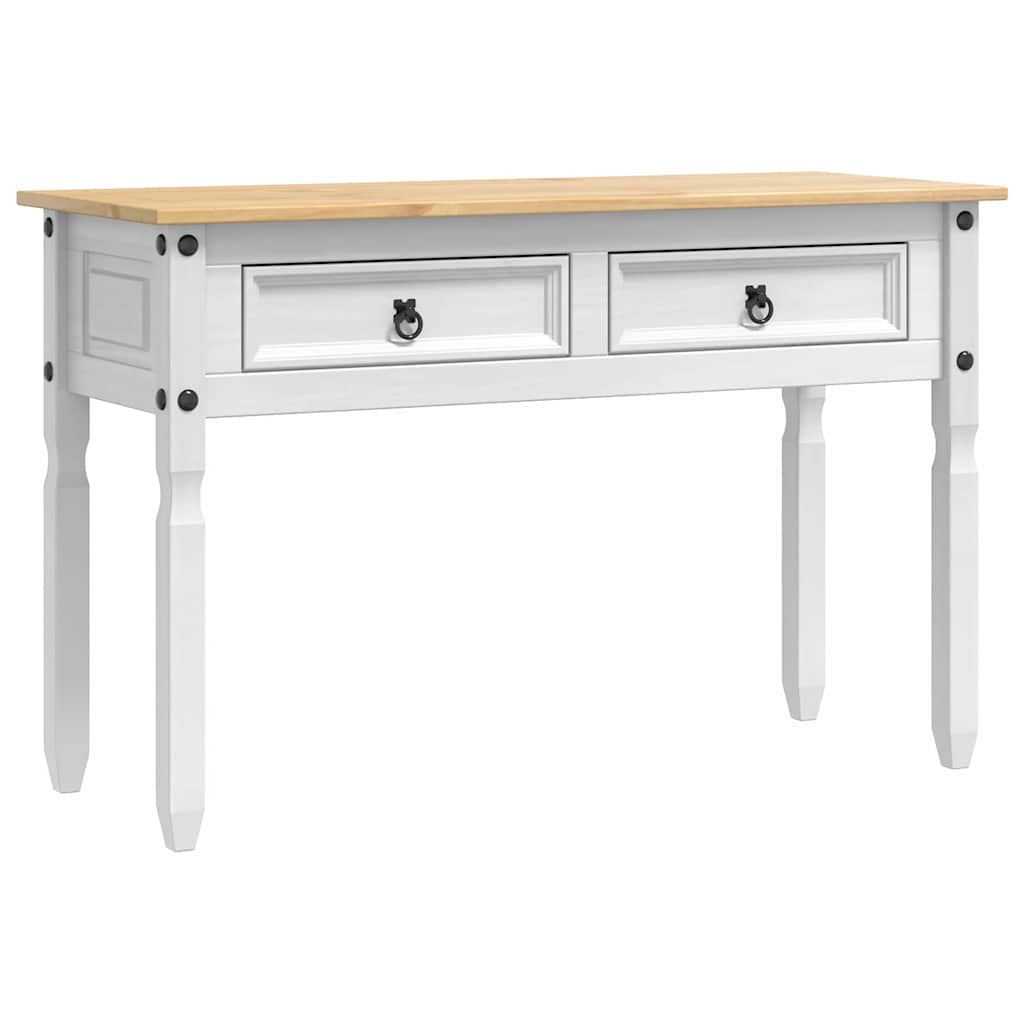 vidaXL Stolik końcowy z szufladą Corona Biały 115 x 46 x 73 cm