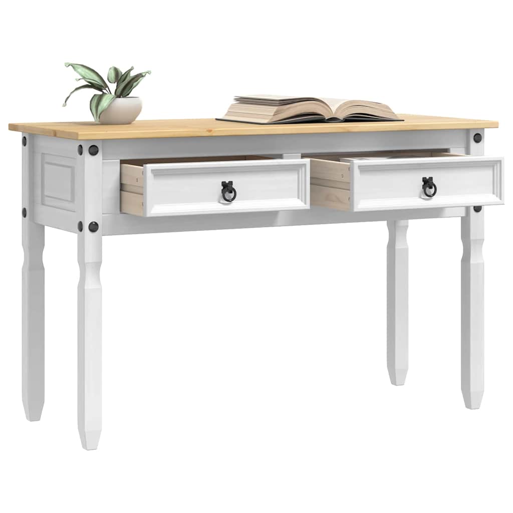 vidaXL Stolik końcowy z szufladą Corona Biały 115 x 46 x 73 cm