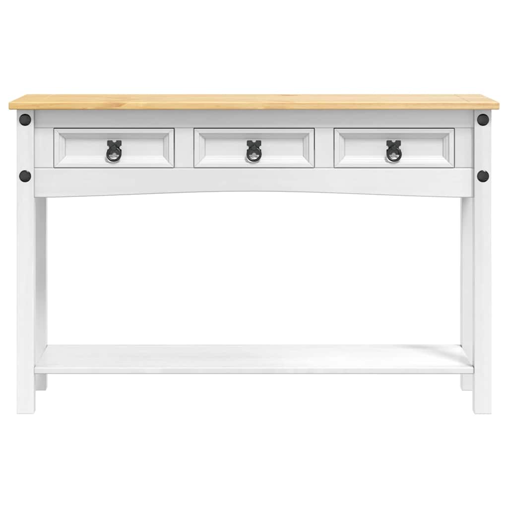 vidaXL Stolik końcowy z szufladą Corona Biały 114 x 34,5 x 73 cm