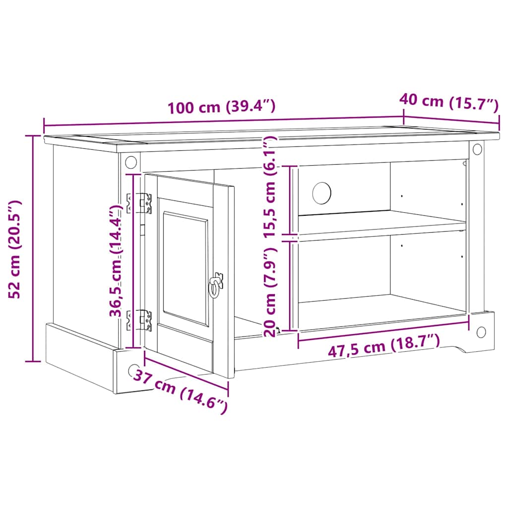 vidaXL Szafka pod telewizor Corona Biały 100 x 40 x 52 cm
