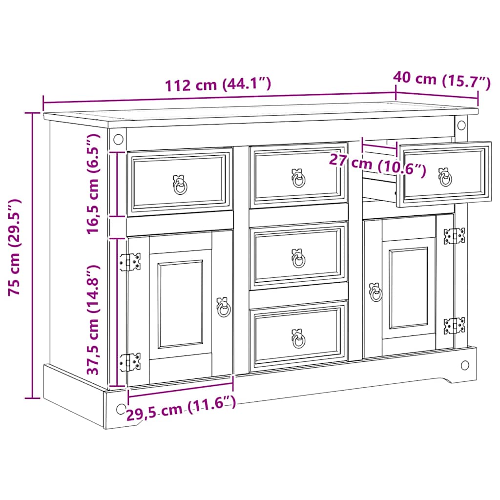 vidaXL Skrzynie do przechowywania Corona Biały 112 x 40 x 75 cm