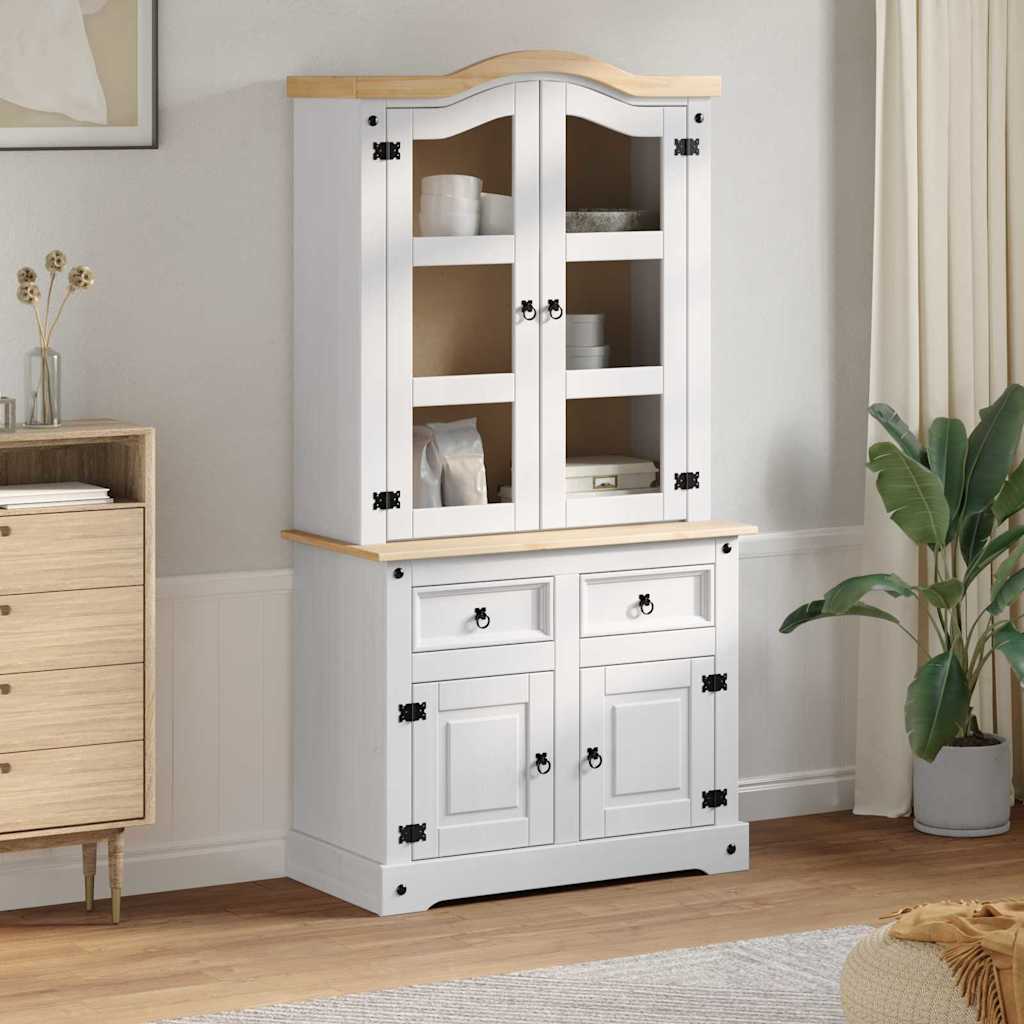 vidaXL Bufet Corona Biały 100 x 48,5 x 179 cm Lite drewno sosnowe
