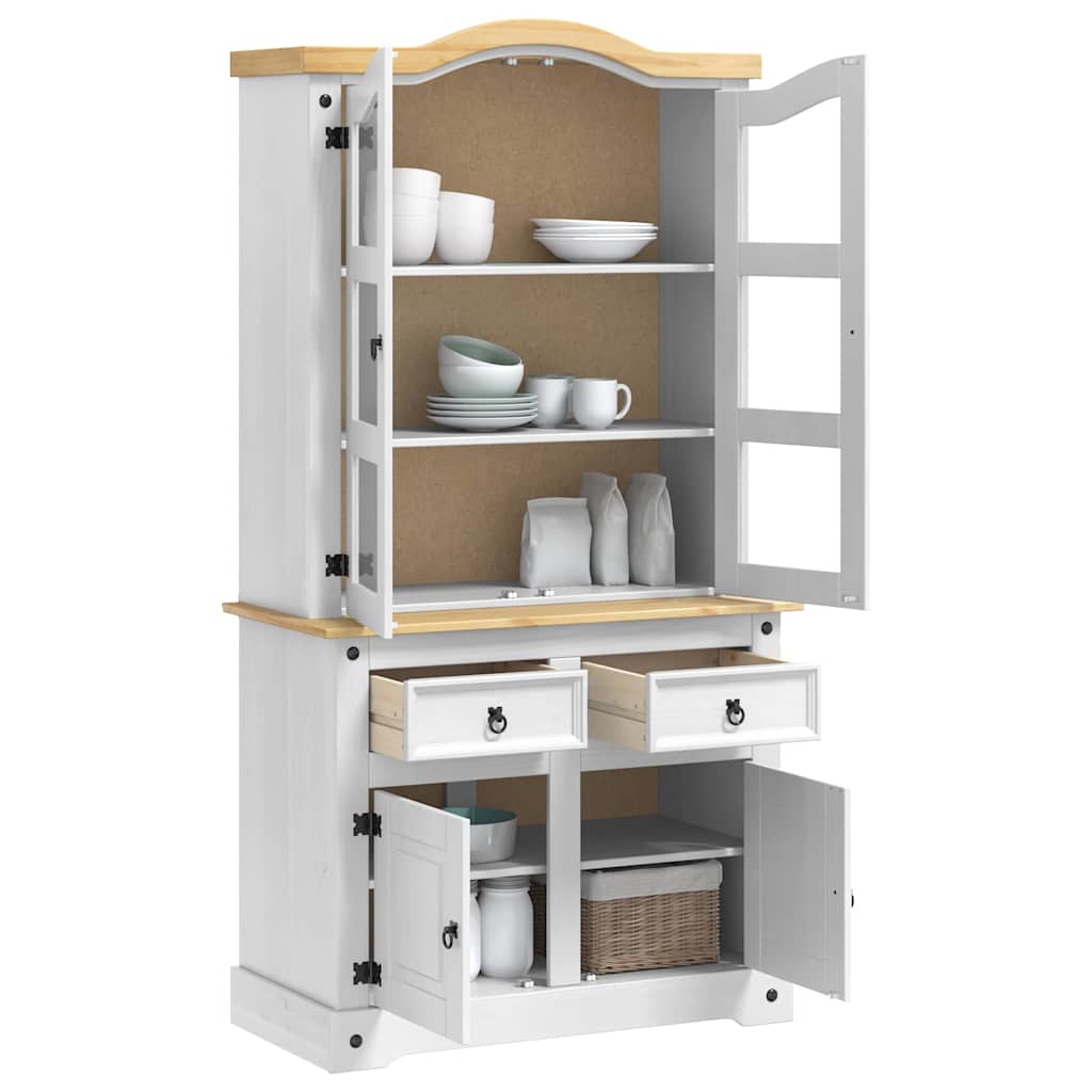 vidaXL Bufet Corona Biały 100 x 48,5 x 179 cm Lite drewno sosnowe