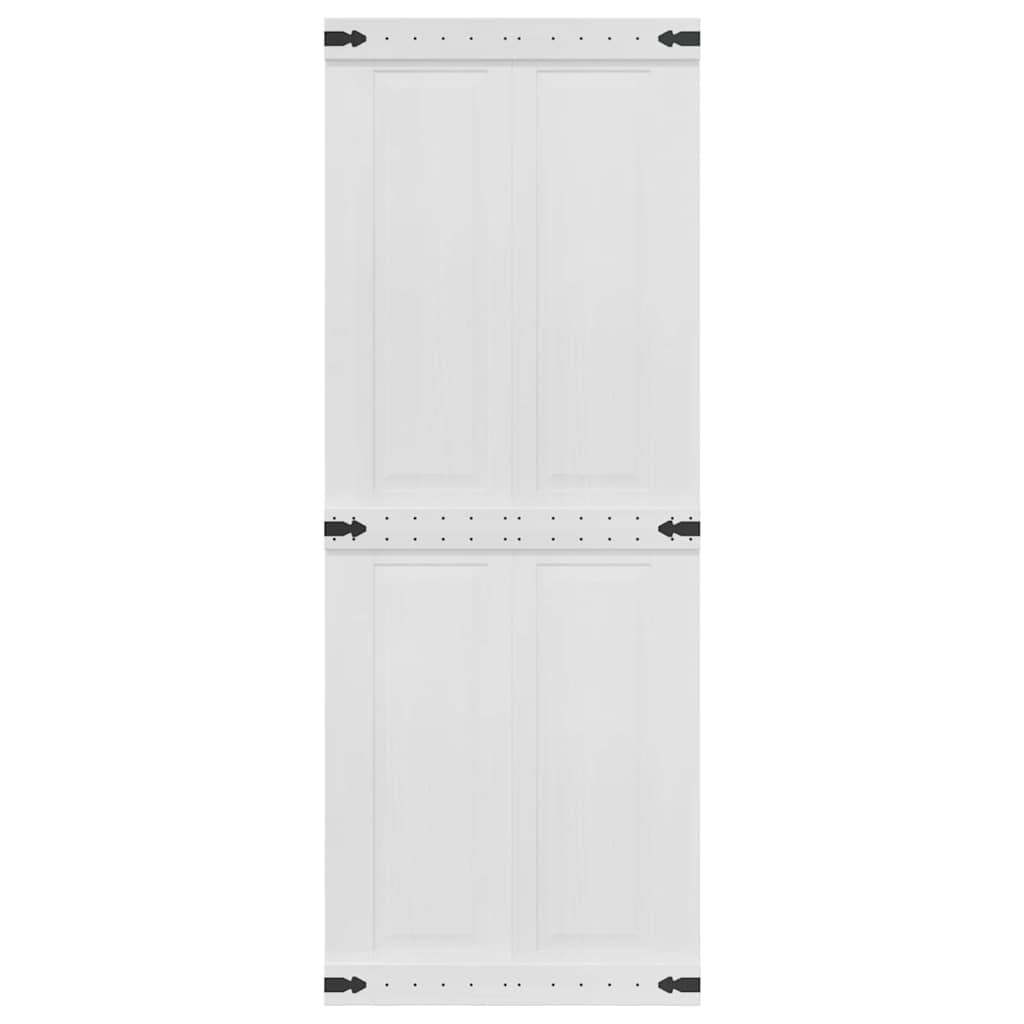 vidaXL Drzwi do stodoły Corona Biały 80 x 210 cm Lite drewno sosnowe