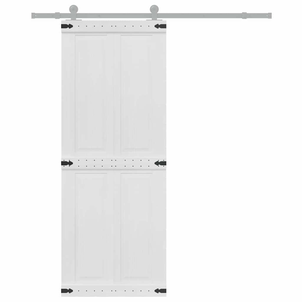 vidaXL Drzwi do stodoły Corona Biały 80 x 210 cm Lite drewno sosnowe