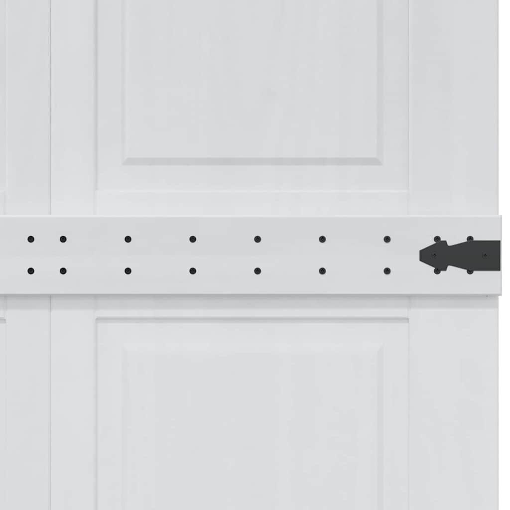 vidaXL Drzwi do stodoły Corona Biały 90 x 210 cm Lite drewno sosnowe