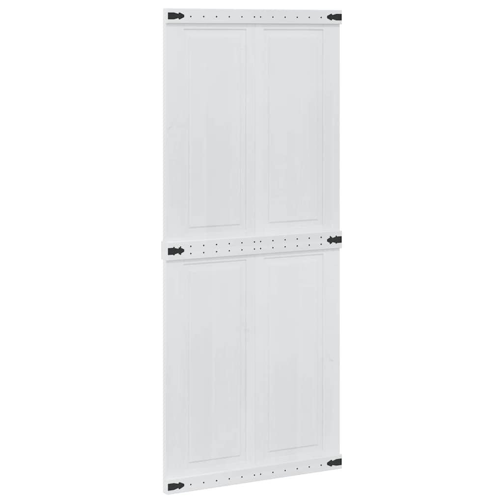 vidaXL Drzwi do stodoły Corona Biały 90 x 210 cm Lite drewno sosnowe