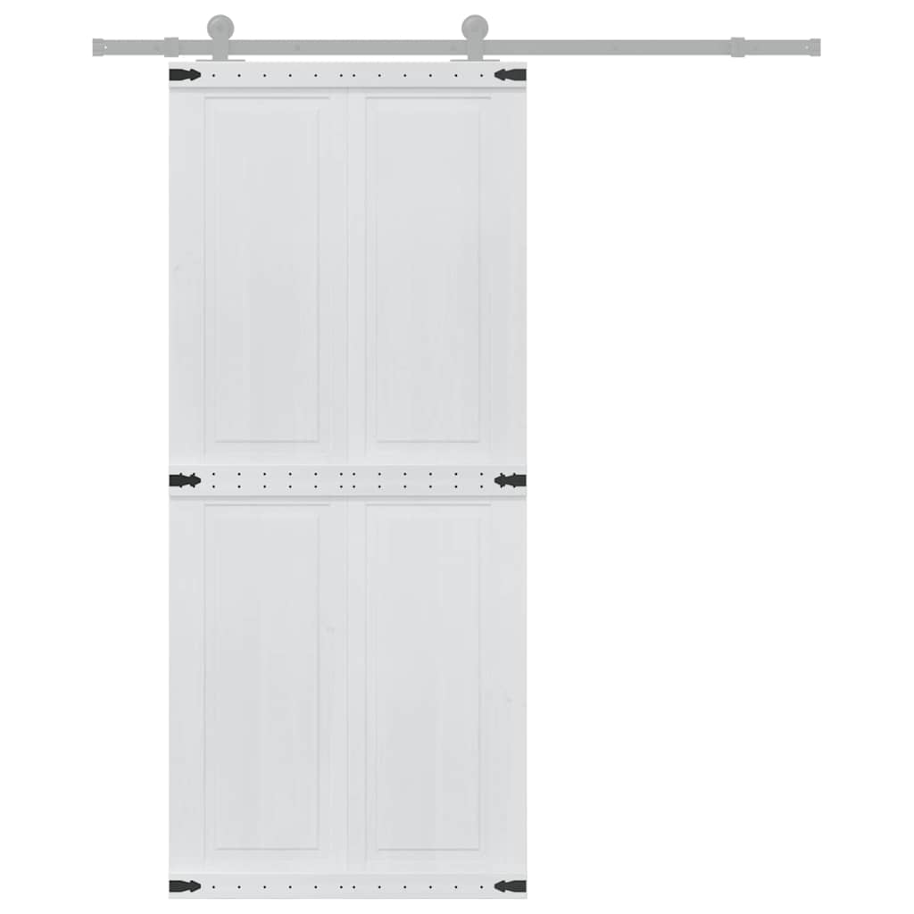 vidaXL Drzwi do stodoły Corona Biały 90 x 210 cm Lite drewno sosnowe