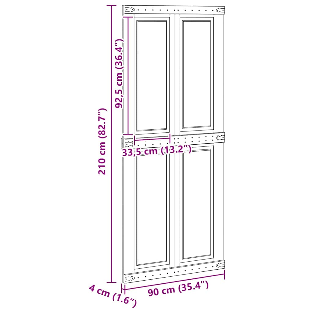 vidaXL Drzwi do stodoły Corona Biały 90 x 210 cm Lite drewno sosnowe