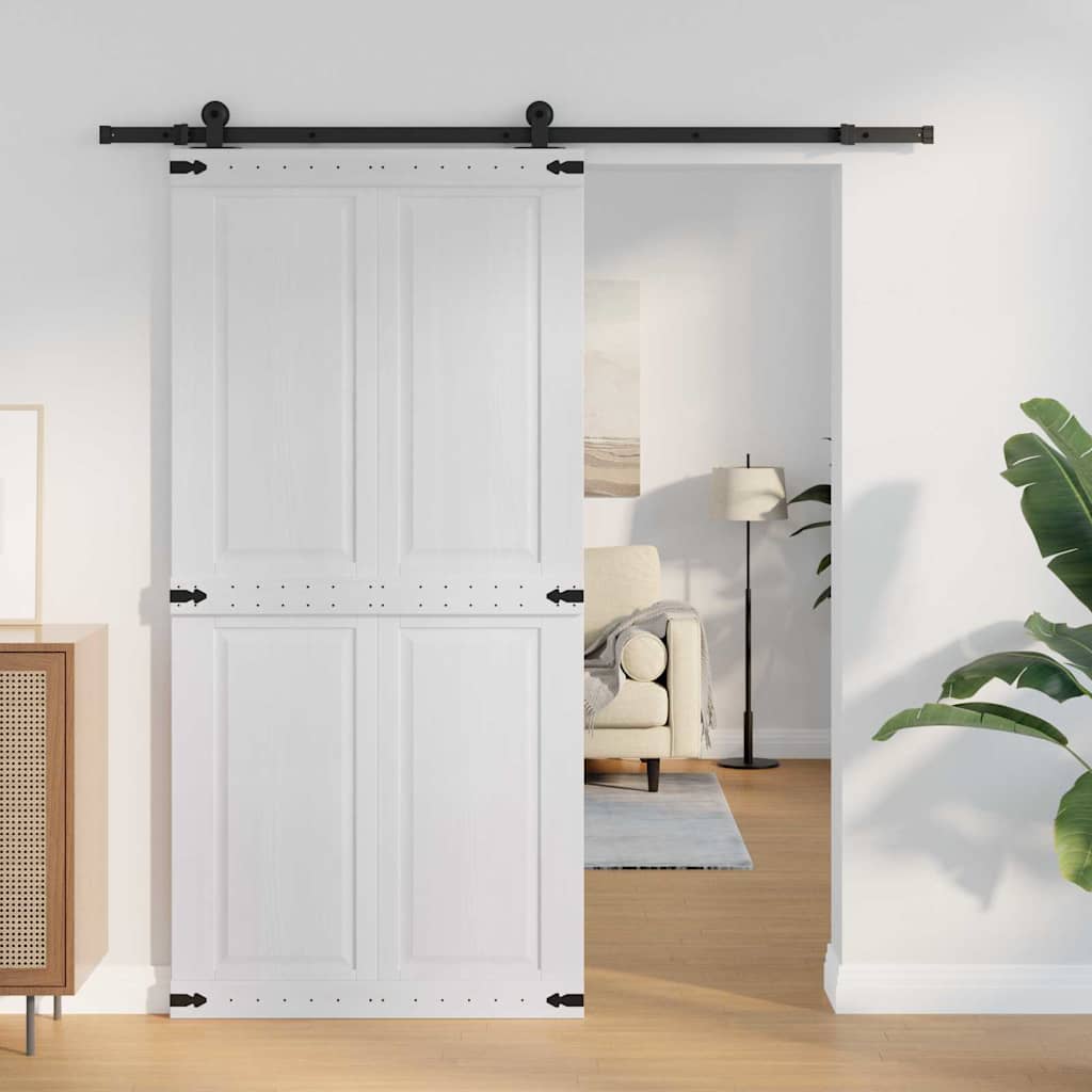 vidaXL Drzwi do stodoły Corona Biały 100 x 210 cm Lite drewno sosnowe