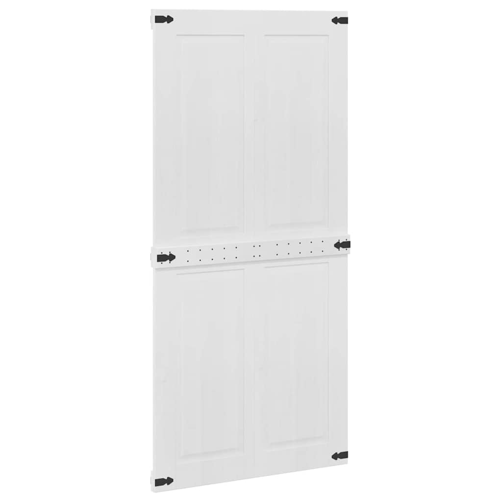 vidaXL Drzwi do stodoły Corona Biały 100 x 210 cm Lite drewno sosnowe