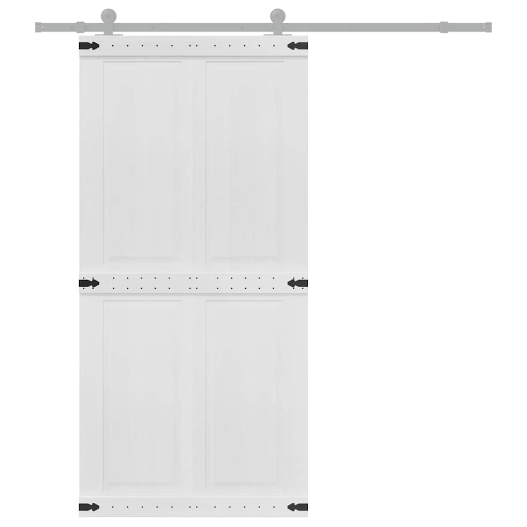 vidaXL Drzwi do stodoły Corona Biały 100 x 210 cm Lite drewno sosnowe